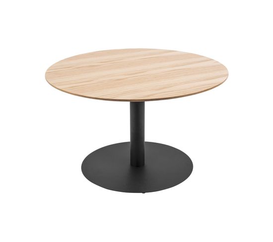Table Basse Ronde Design Dot - Diam. 60 X H. 35 Cm - Marron Chêne