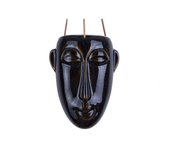 Cache-pot Design Suspendu Mask Allongé - H. 25,5 Cm - Brun Foncé