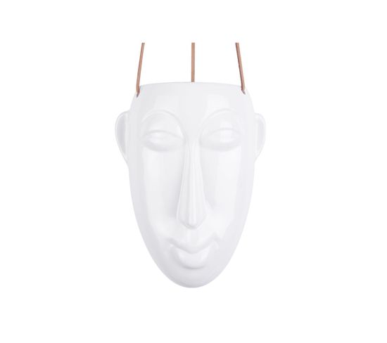 Cache-pot Design Suspendu Mask Allongé - H. 25,5 Cm - Blanc
