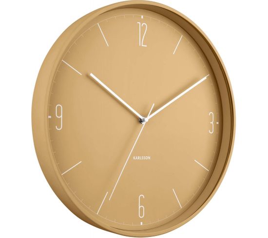 Horloge En Métal Mat Numbers et Lines 40 Cm Ocre Jaune