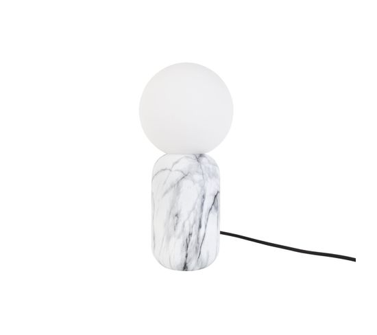 Lampe à Poser Design Boule Gala Effet Marbré - H. 32 Cm - Blanc