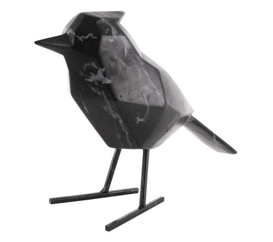 Oiseau En Résine Noir Effet Marbre Origami Grand Modèle