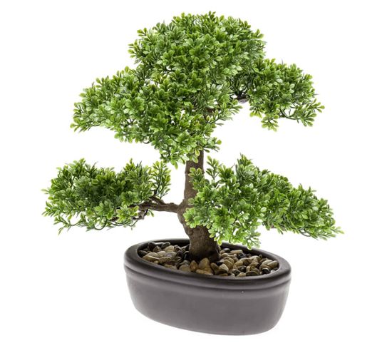 Mini Bonsaï Ficus Artificiel Vert 32 Cm 420002
