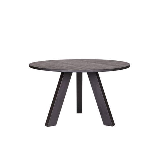 Jozua - Table À Manger Ronde Ø130 cm En Chêne - Couleur - Noir