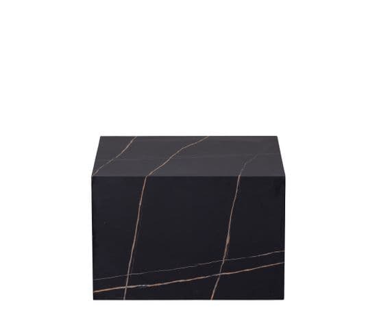 Benji - Table Basse Effet Marbre H40xl60cm - Couleur - Noir