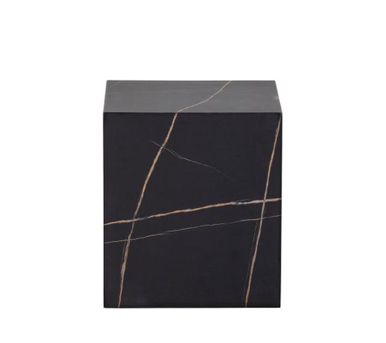 Benji - Table D'appoint Effet Marbre H45xl40cm - Couleur - Noir