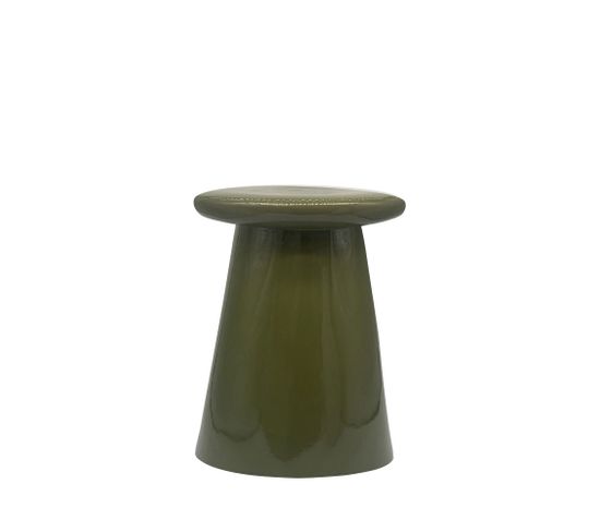 Button - Table D'appoint En Céramique Ø35cm - Couleur - Vert Mousse
