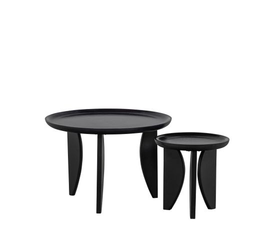 High Heels - 2 Tables Basses En Bois De Manguier Ø40/ø70cm - Couleur - Noir