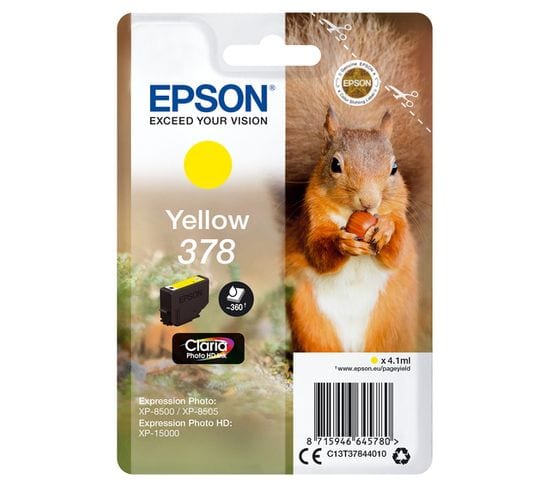 Cartouches D'encre Squirrel Singlepack Yellow 378 Claria Photo Hd Ink