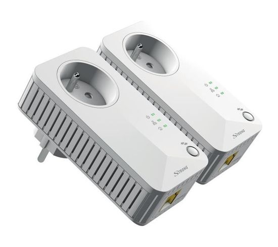 Kit De 2 Adaptateurs Cpl Filaire 500 Mbit/s Prise Gigogne 1 Port Ethernet