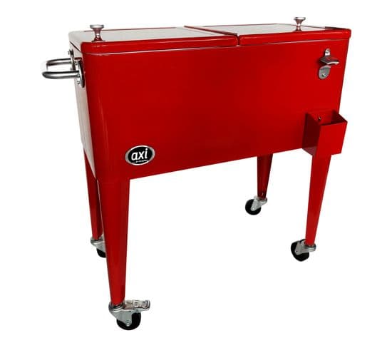 Retro Cooler Rouge   Réfrigérateur De Boissons Mobile Pour L'extérieur / Le Jardin   Glacière
