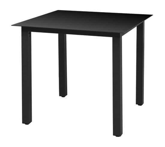 Table De Jardin Noir 80 X 80 X 74 Cm Aluminium Et Verre