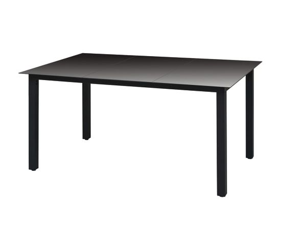 Table De Jardin Noir 150 X 90 X 74 Cm Aluminium Et Verre