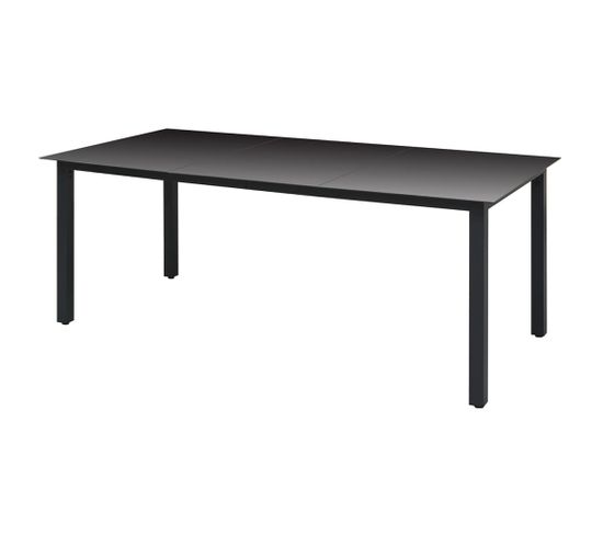 Table De Jardin Noir 190 X 90 X 74 Cm Aluminium Et Verre