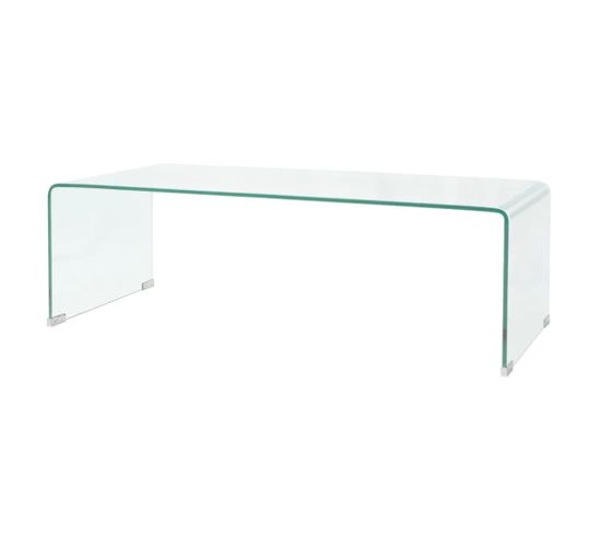 Table Basse 98x45x30 Cm Verre Trempé Transparent