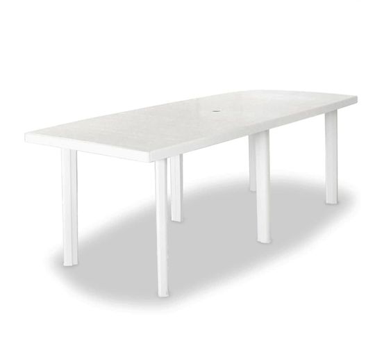 Table De Jardin Rectangulaire En Pvc - 210x96x72 Cm - Blanc