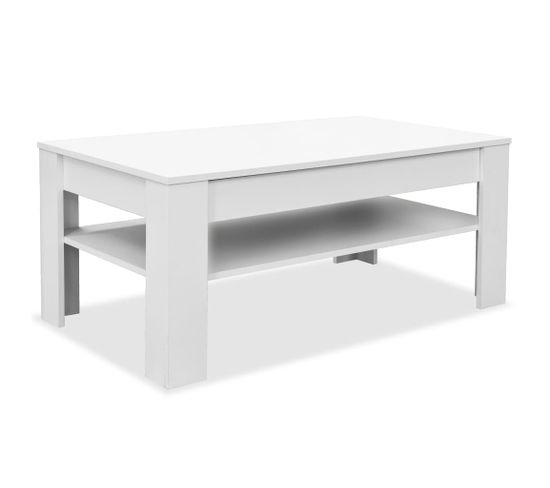 Table Basse En Aggloméré 110x65x48 Cm Blanc