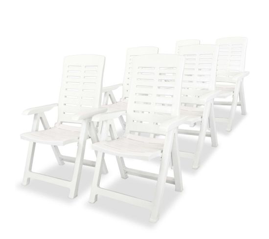 Chaises Inclinables De Jardin 6 PCs Plastique Blanc