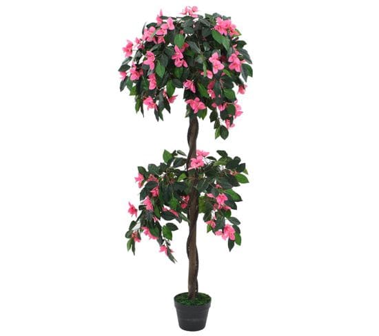 Plante Artificielle De Rhododendron Avec Pot 155cm Vert Et Rose