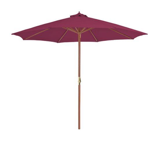Parasol Avec Mât En Bois 300 Cm Rouge Bordeaux