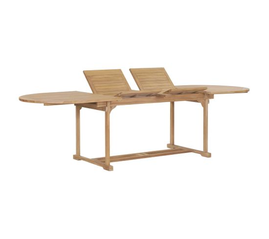 Table Extensible De Jardin 180-280x100x75 Cm Teck Solide Ovale