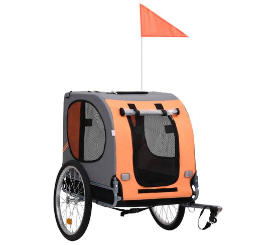 Remorque de vélo pour animaux de compagnie orange et gris