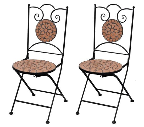 Chaises pliables de bistro 2 pcs Céramique Terre cuite