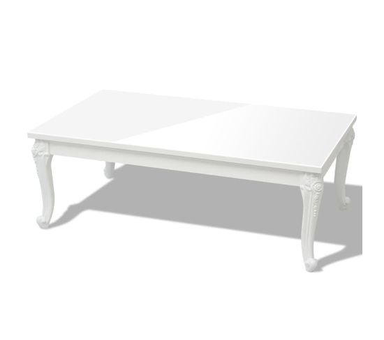 Table Basse 115x65x42 Cm Blanc Brillant