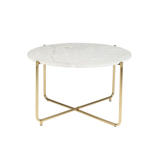 Timpa - Table Basse En Marbre Ø70cm - Couleur - Blanc