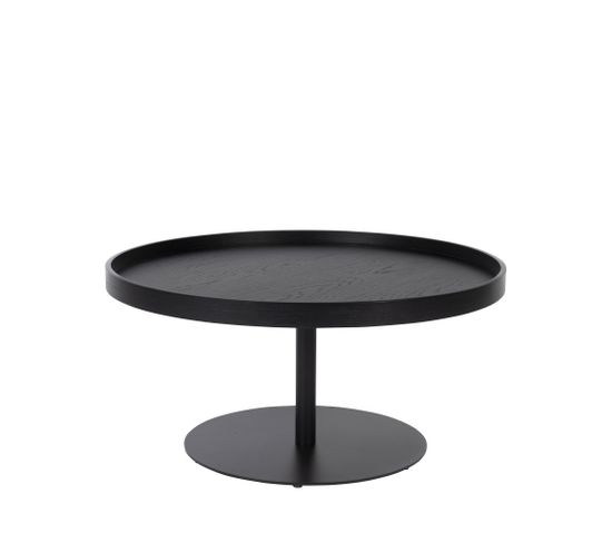 Yuri - Table Basse Ronde En Bois Et Métal Ø70cm - Couleur - Noir