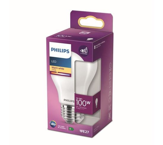 Ampoule LED standard E27 PHILIPS 100W blanc chaud