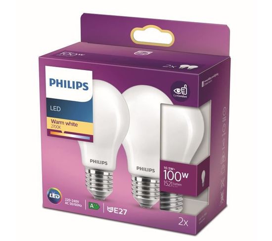 Ampoule LED Equivalent100w E27 Blanc Chaud Non Dimmable, Verre, Lot De 2