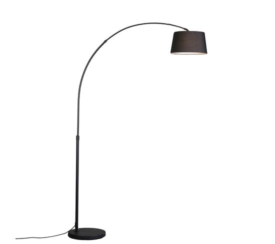 Lampe à Arc Moderne Noire Avec Abat-jour En Tissu Noir - Arc Basic
