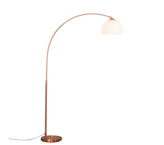 Lampe à Arc Moderne En Cuivre Avec Abat-jour Blanc - Arc Basic