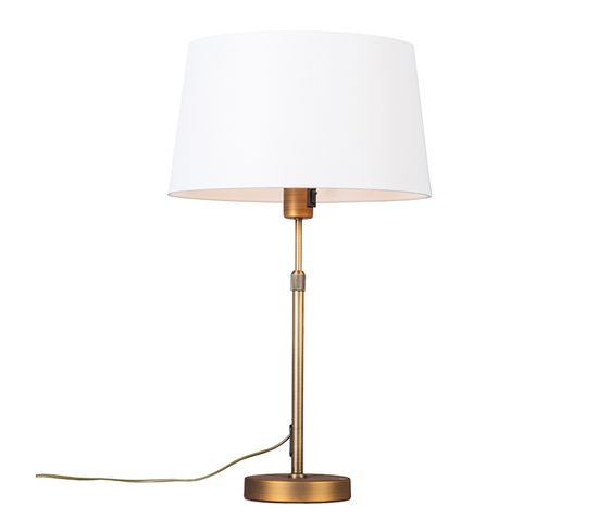 Lampe De Table Bronze Avec Abat-jour Blanc 35 Cm Réglable - Parte