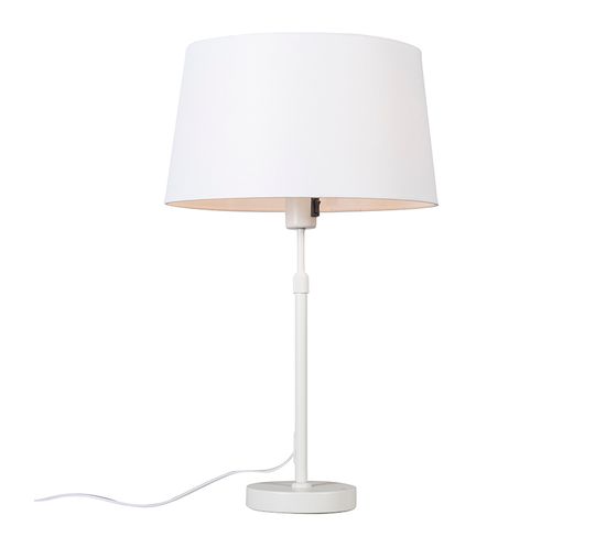 Lampe De Table Blanc Avec Abat-jour Blanc 35 Cm Réglable - Parte