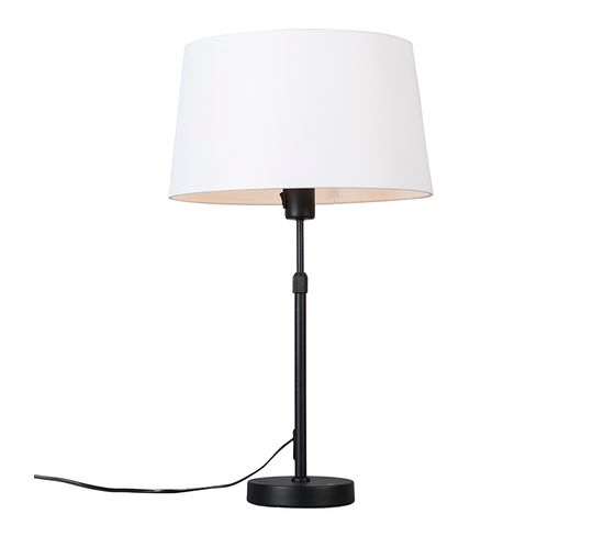 Lampe De Table Noir Avec Abat-jour Blanc 35 Cm Réglable - Parte