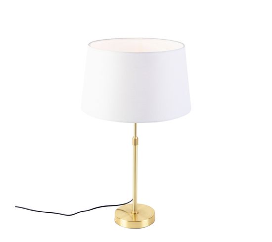 Lampe De Table Or / Laiton Avec Abat-jour En Lin Blanc 35 Cm - Parte