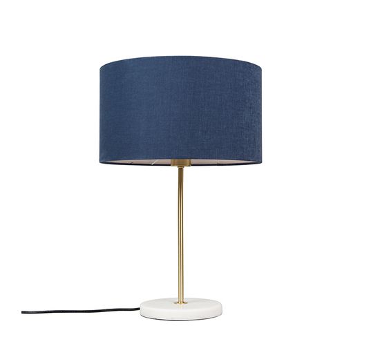 Lampe De Table En Laiton Avec Abat-jour Bleu 35 Cm - Kaso
