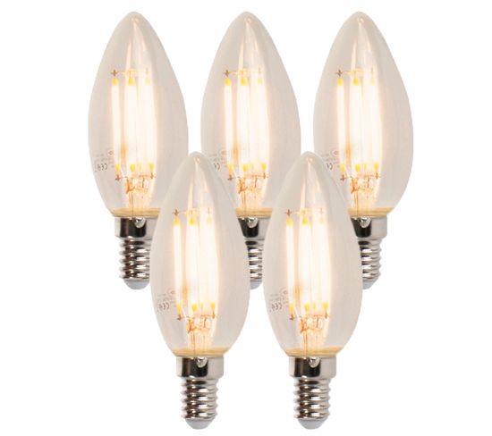 Lot De 5 Lampes Bougies LED E14 Dimmables B35 5w 380 Lm 2700k