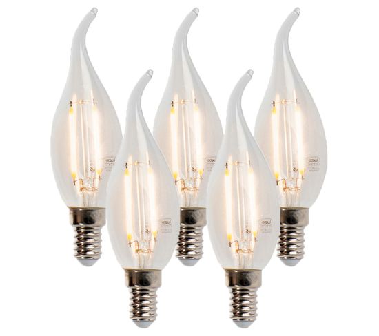 Lot De 5 Lampes Bougies à Pointe Filament LED E14 Dimmables 250lm 2700k