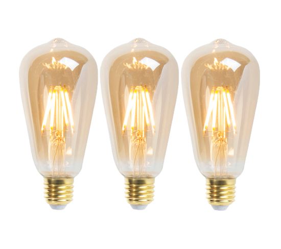Lot De 3 Lampes LED E27 Dimmables St64 Goldline 5w 380 Lm 2200k