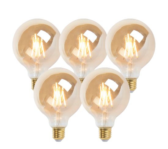 Lot De 5 Lampes LED Dimmables E27 G95 Or 5w 380 Lm 2200k