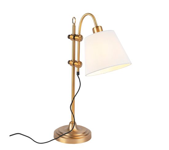 Lampe De Table Classique En Bronze Avec Abat-jour Blanc - Ashley