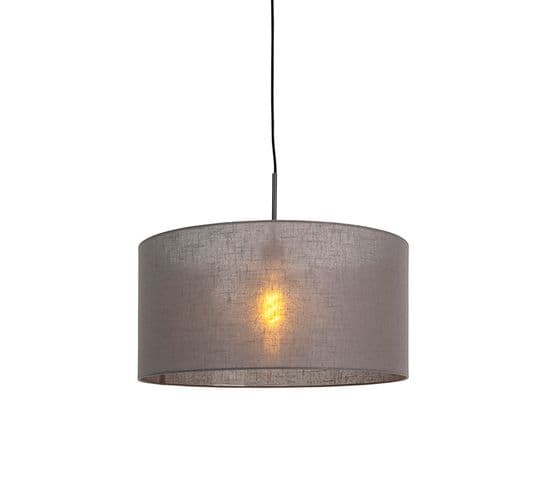 Lampe à Suspension Moderne Noire Avec Abat-jour Gris 50 Cm - Combi 1