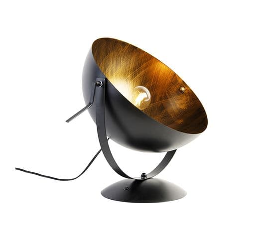 Lampe De Table Industrielle Noire Avec Or Réglable - Magna