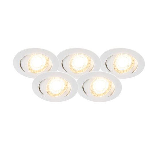 Lot De 5 Spots Encastrables Blanc Avec LED Dimmable En 3 Étapes - Mio