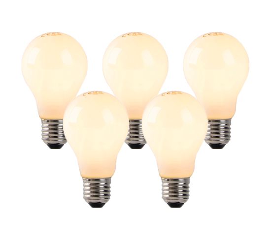 Lot De 5 Lampes à Incandescence LED E27 Verre Opale 3w 250 Lm 2200k