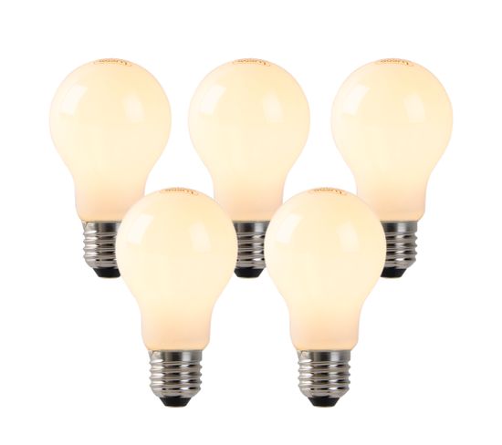 Lot De 5 Lampes LED E27 Dimmables Verre Opale 4w 320 Lm 2200k