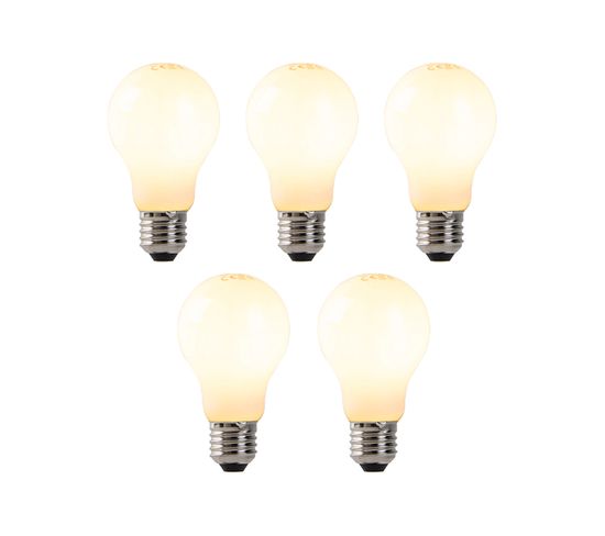 Lot De 5 Lampes LED E27 Dimmables Verre Opale 7w 806 Lm 2200k